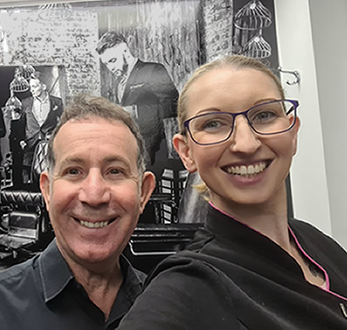 Owner Joe Micale and Rhi, who is a very competent and experienced hair stylist in her own right, are part of the the Dynamic team at The Barber Room.