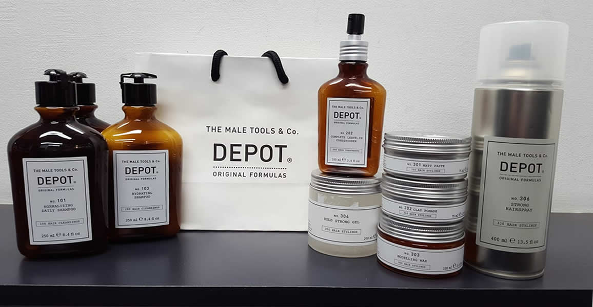 The Barber Room stocks a range of popular brand hair styling and grooming products for home use including the popular 'Depot' range of product.