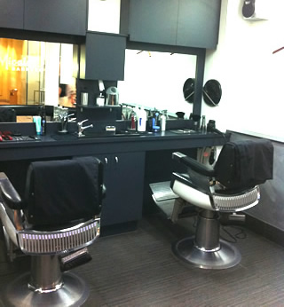 the Barber room, traditional Barber shop, ready for another days work at Blocksidge Arcade, 144 Adelaide street Brisbane City CBD