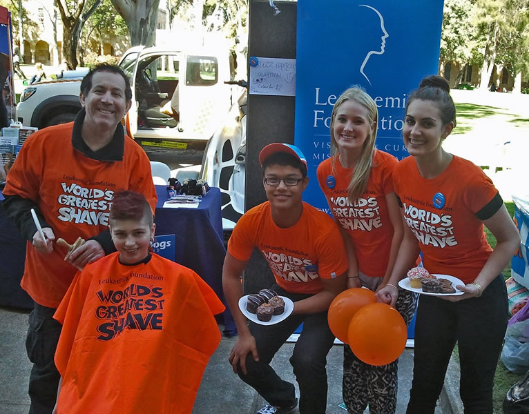 Joe Micale and friends getting involved with community charity events like the Leukaemia Foundation's 'Worlds greatest Shave' annual Brisbane City event